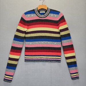 Dazzle Cable Knit Sweater Women's XS Color Block Striped Crew Neck